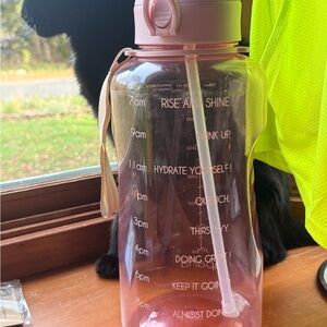 Pink Motivational Water Bottle with Straw